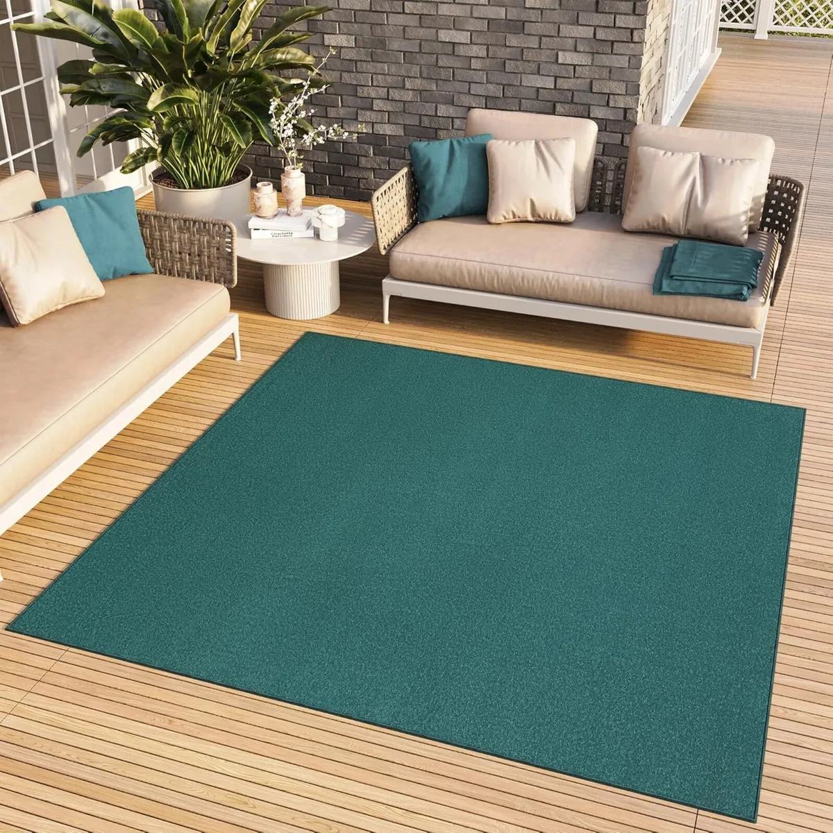 Mono Square Area Rug Indoor Outdoor Short Pile - Image 1