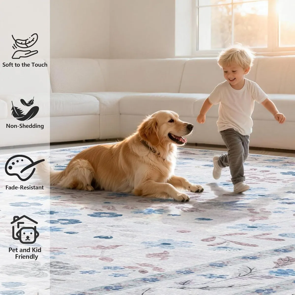 Rugs Living Room 160x230cm Vintage Floral Rug - Image 3