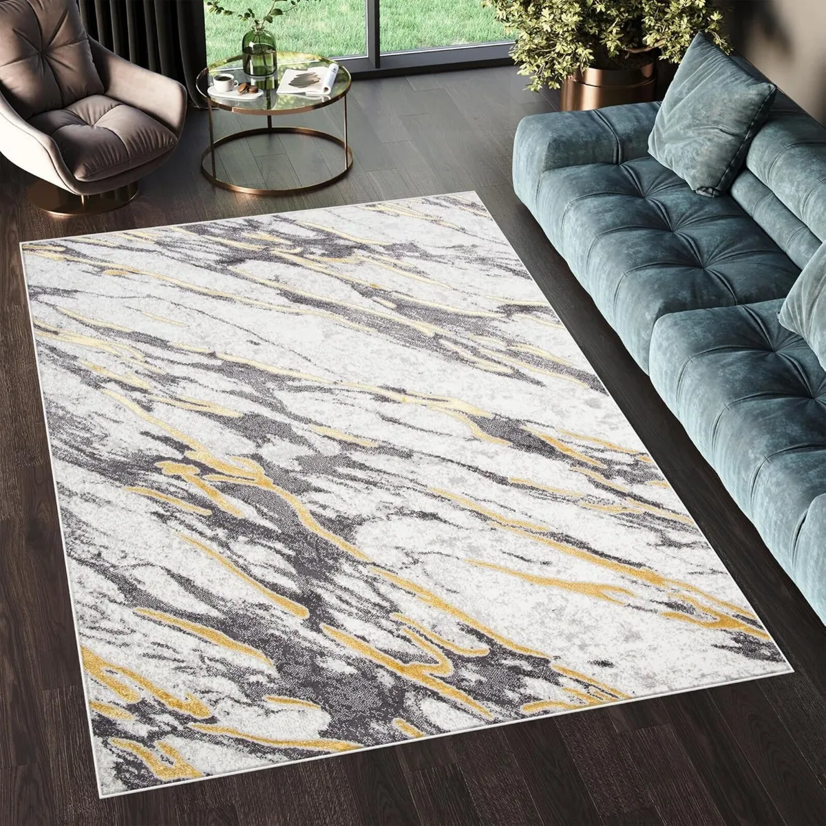 Shine Area Rug Living Room Bedroom Abstract - Image 1
