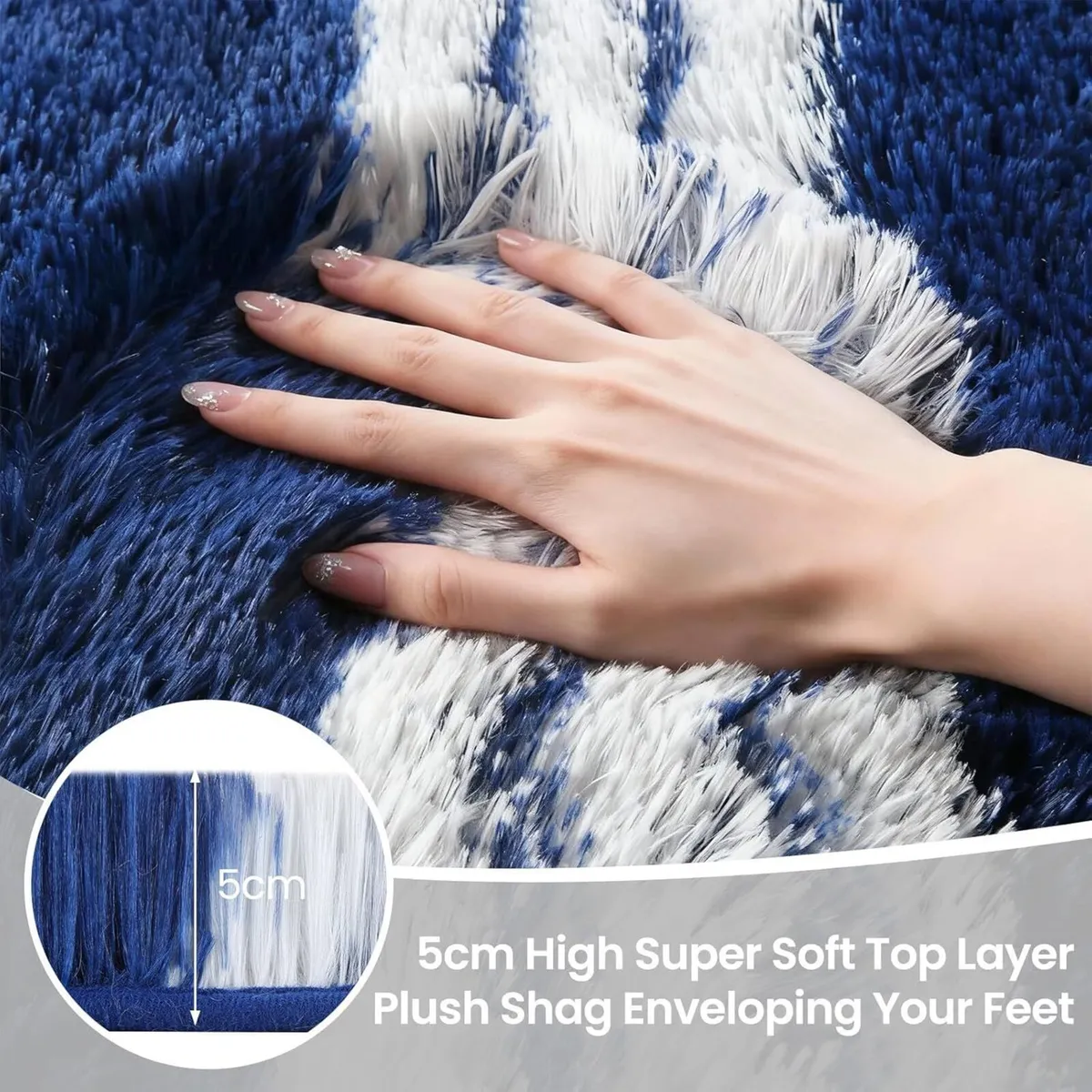 Blue Rugs Living Room 200x300cm Striped Area Rug - Image 3