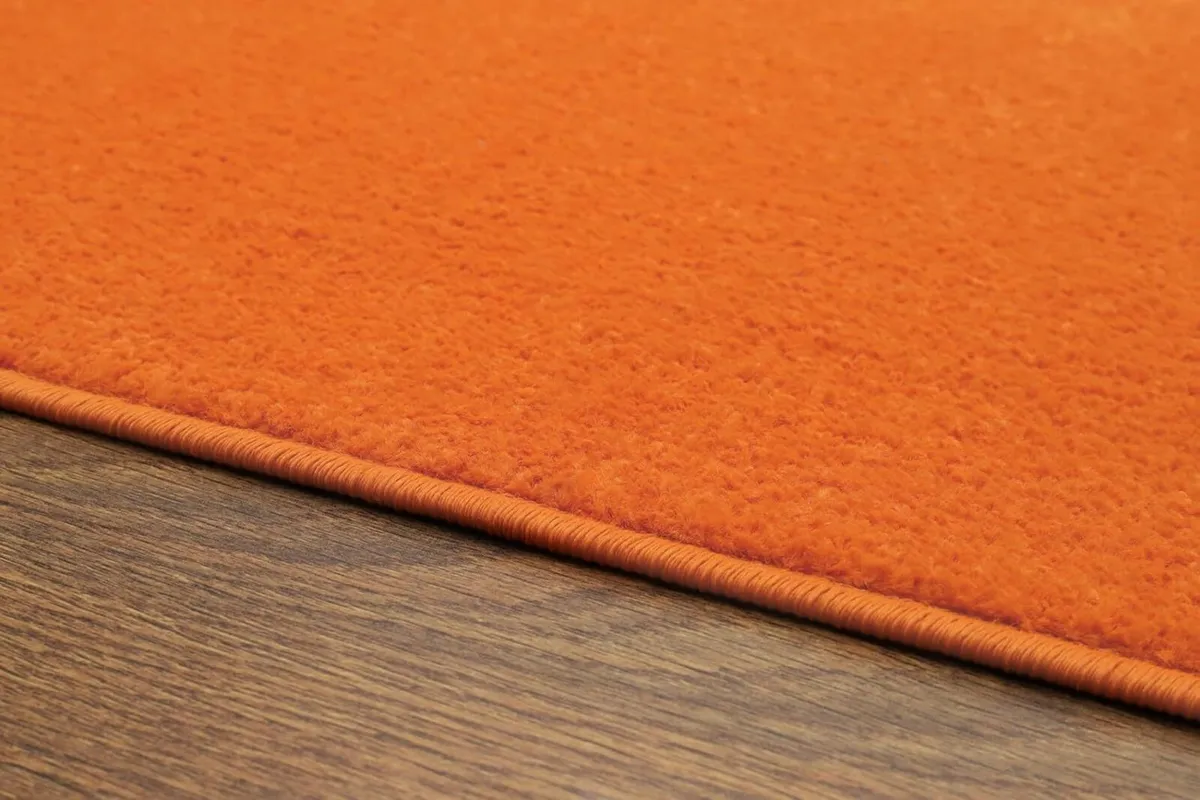 Mono Area Rug Indoor Short Pile Plain Orange - Image 3