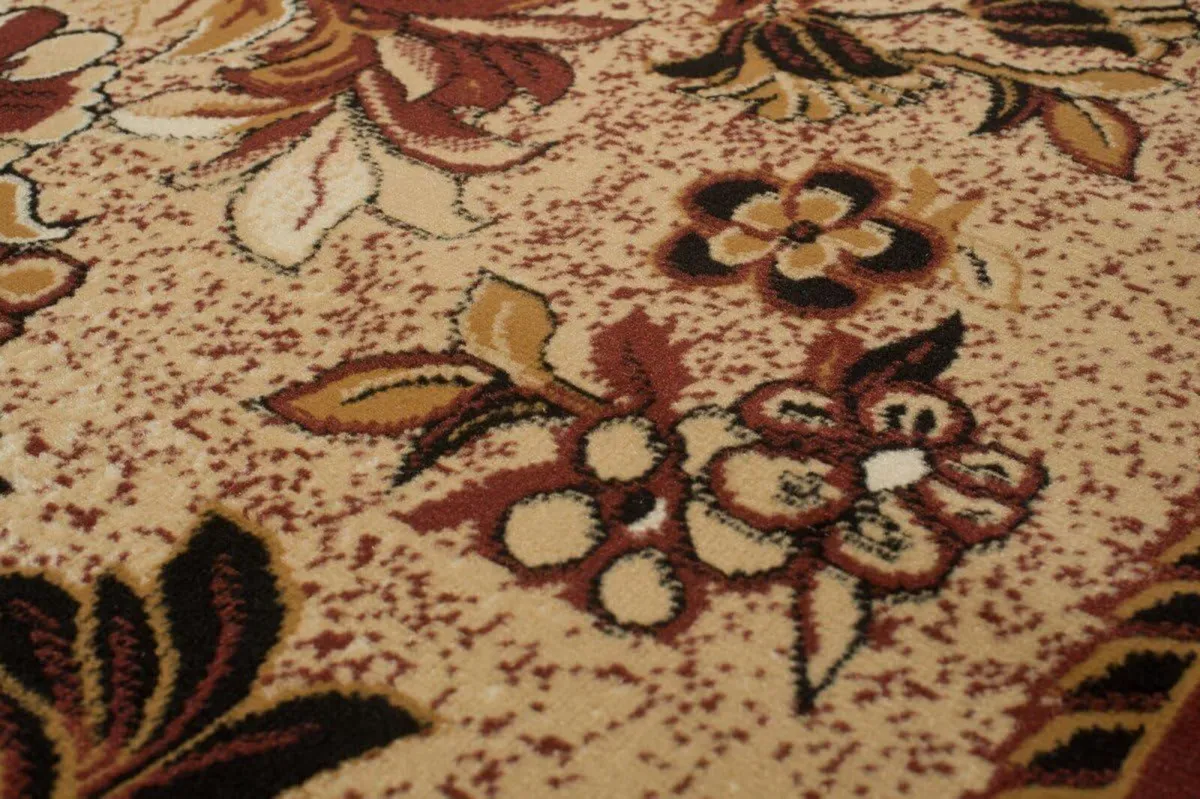 Atlas Area Rug Light Beige Brown Floral Frame - Image 4
