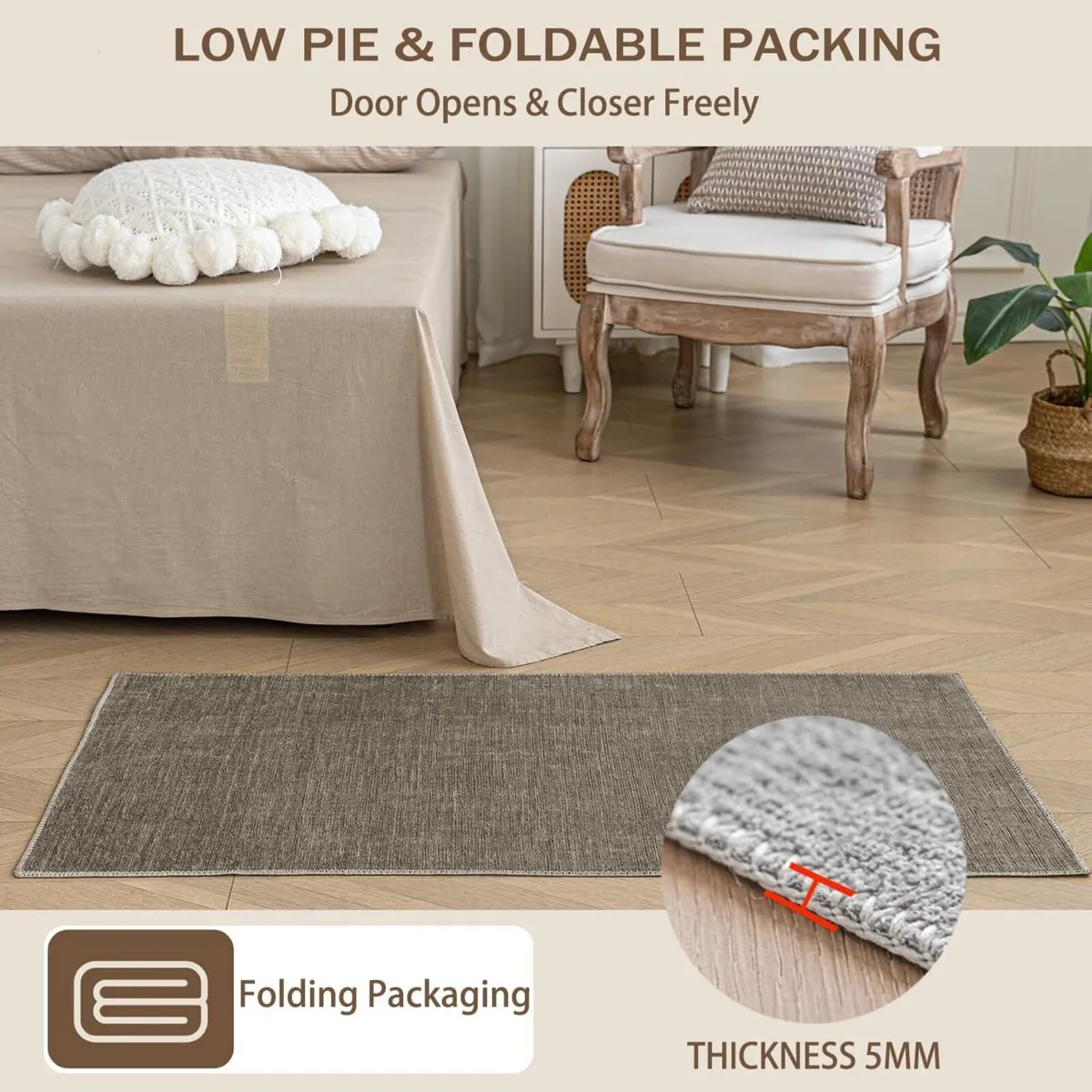 Rugs Living Room Low Pile Soft for Bedroom Non - Image 4