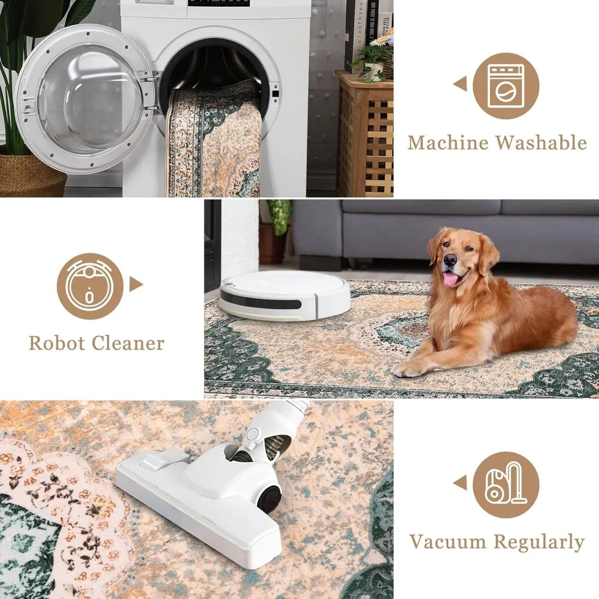 Rugs Living RoomArea Washable–200 x 290 cm Boho - Image 4