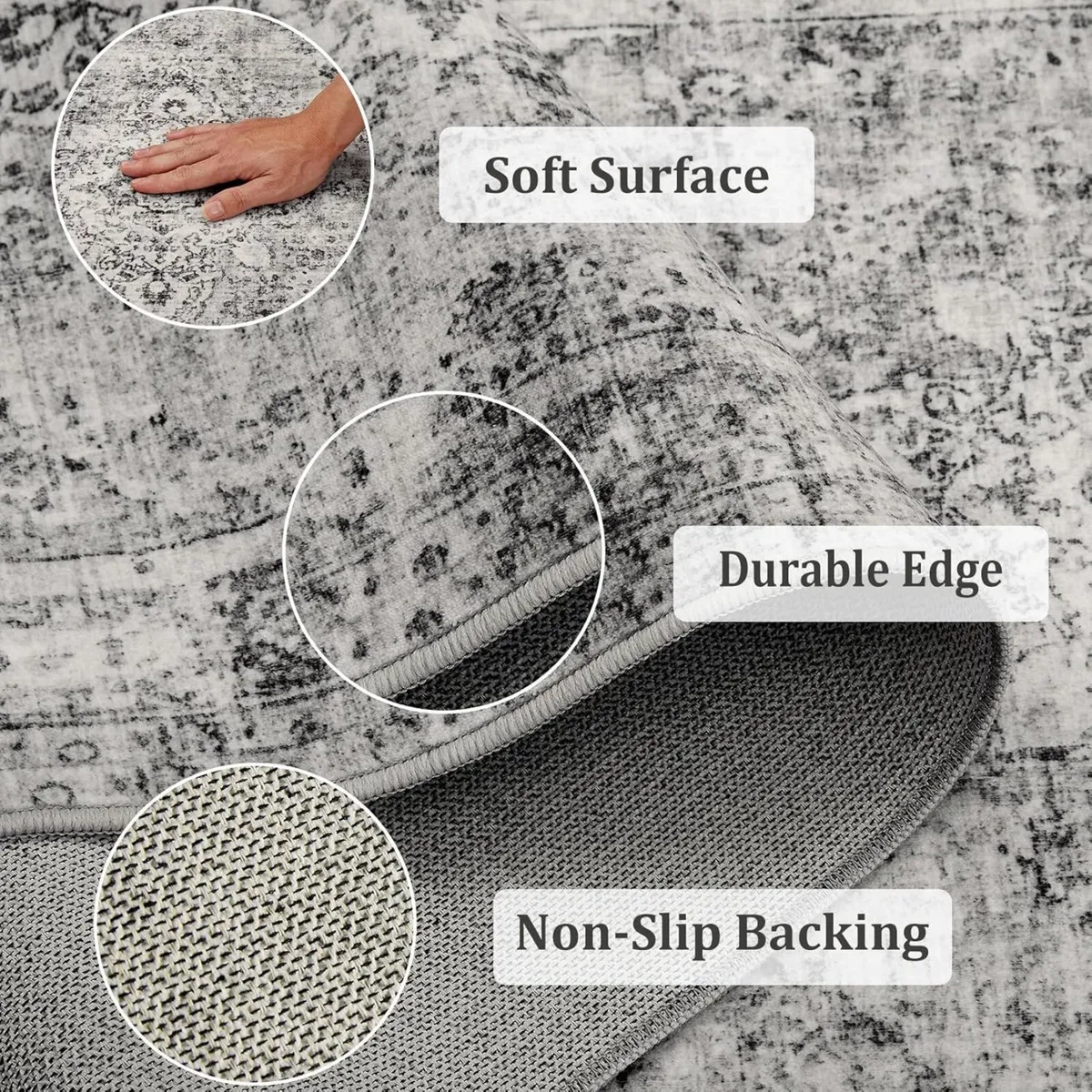 Short Pile Area Rugs for Living Room Carpets Boho - Image 4