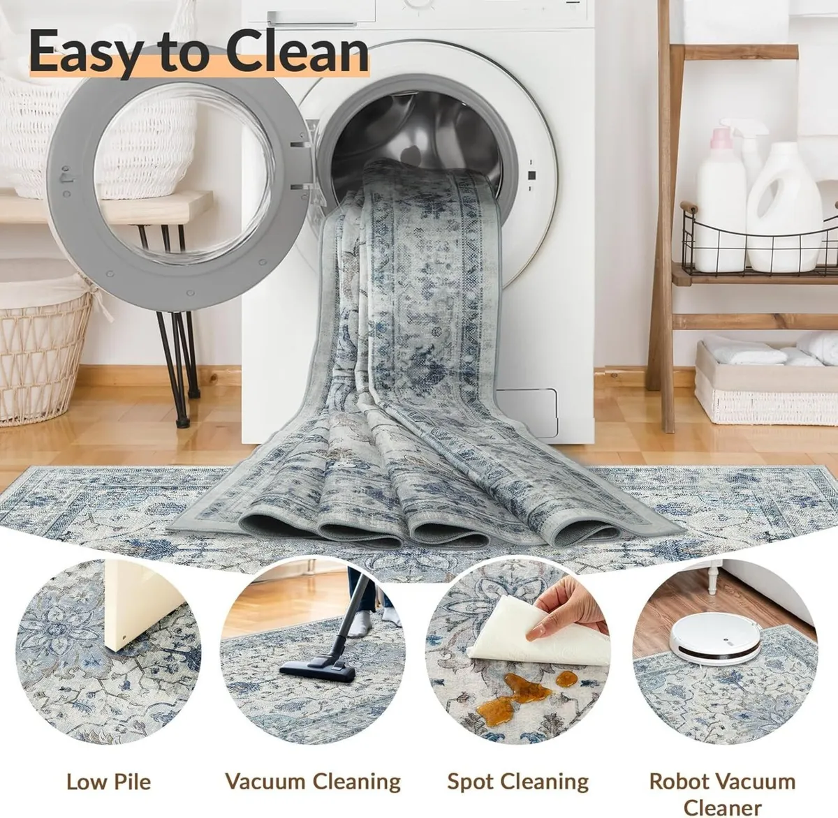 Machine Washable Rugs 240x300 cm Vintage Area Rug - Image 3