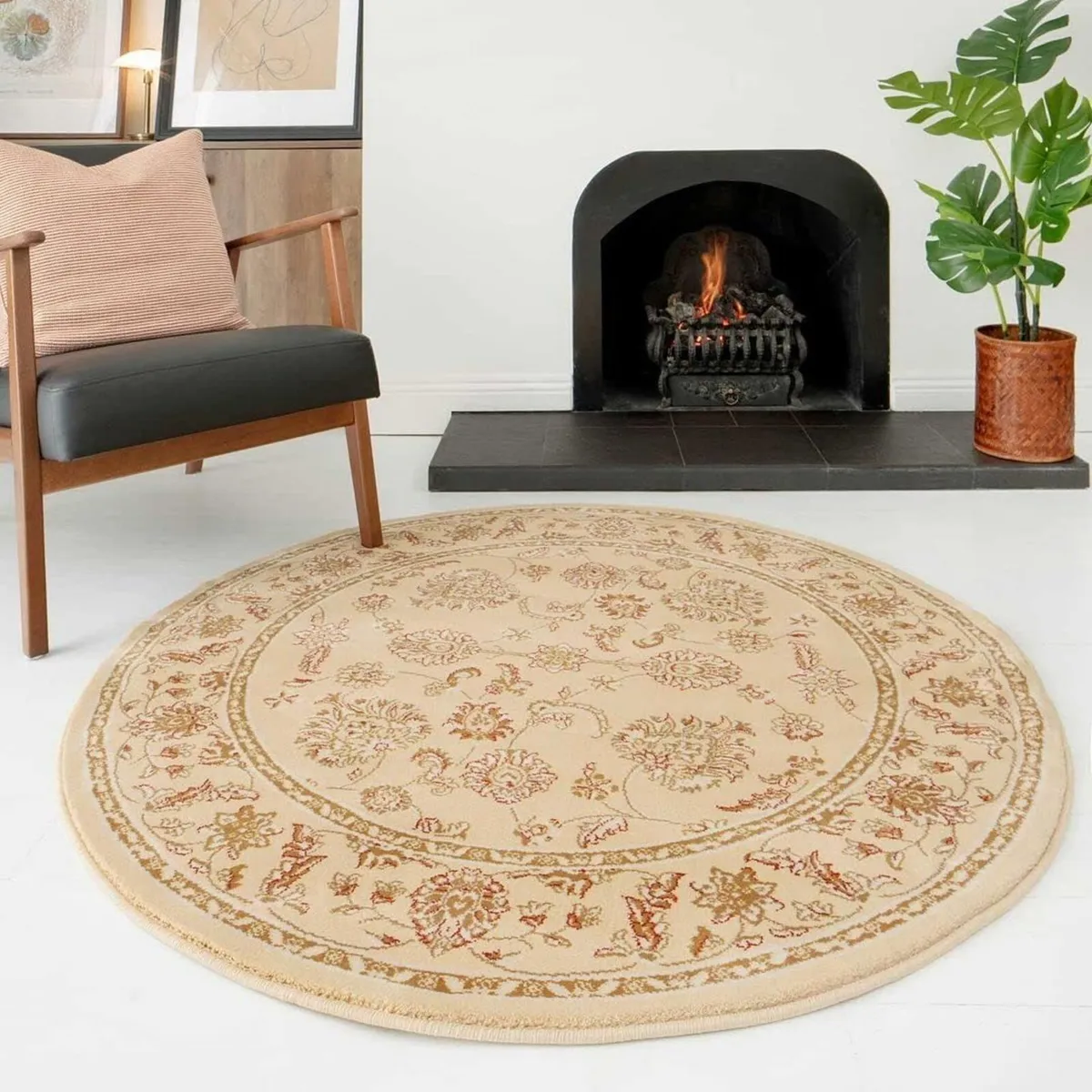 Medallion Red Style Traditional Circle Rug - Image 1
