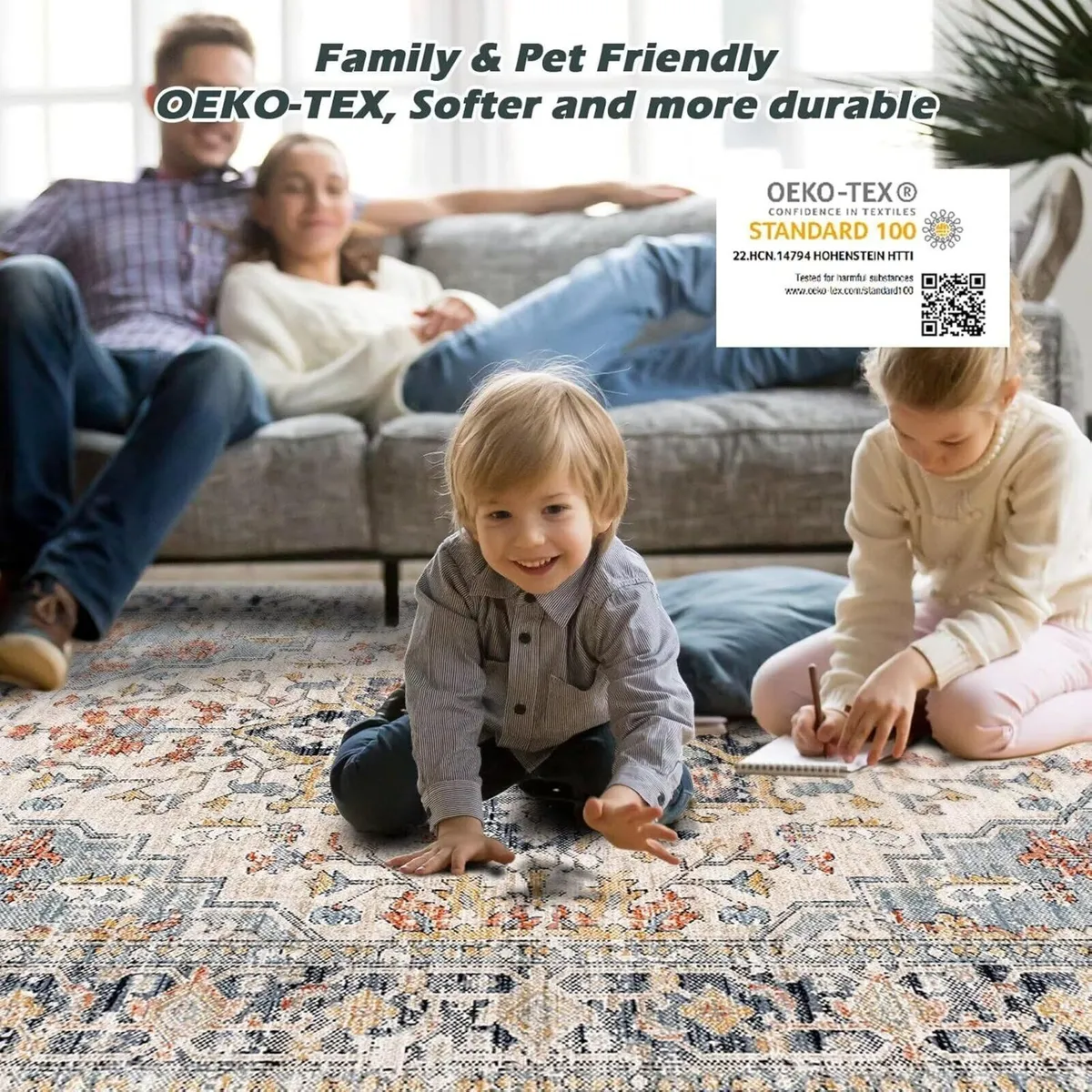 Rugs Large Washable Short Pile Area for Living - Image 3