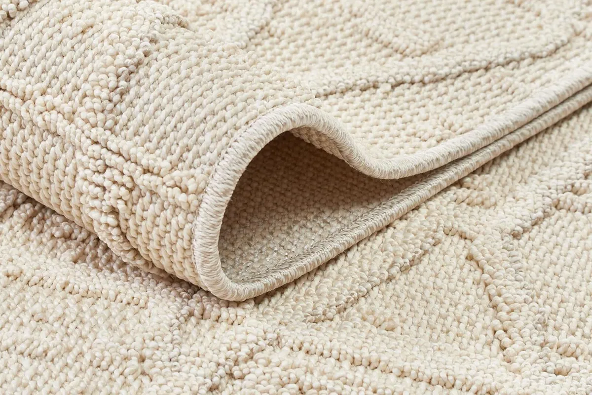 Rio Loop Outdoor Indoor Rug with Fringes Beige - Image 4