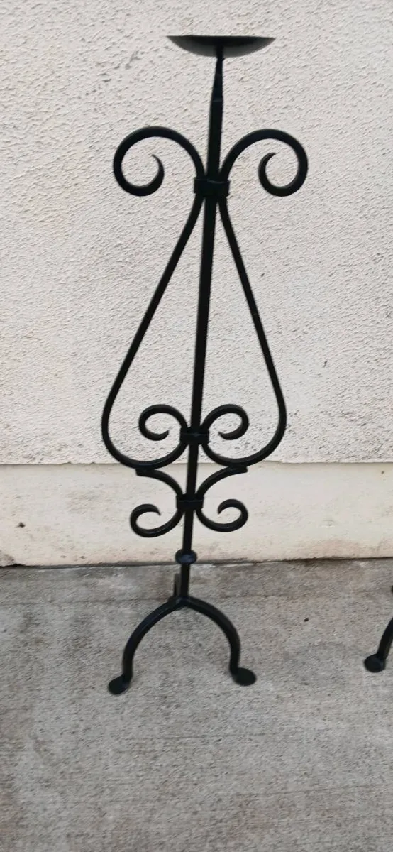 2 wrought iron candle stands - Image 2