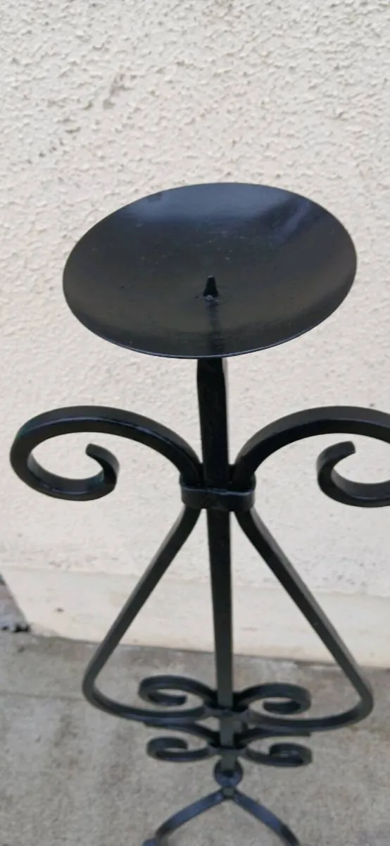 2 wrought iron candle stands - Image 3