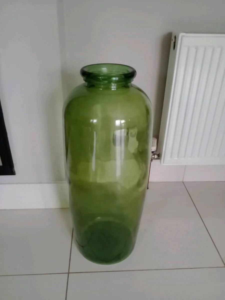 Large Green Glass Floor Vase