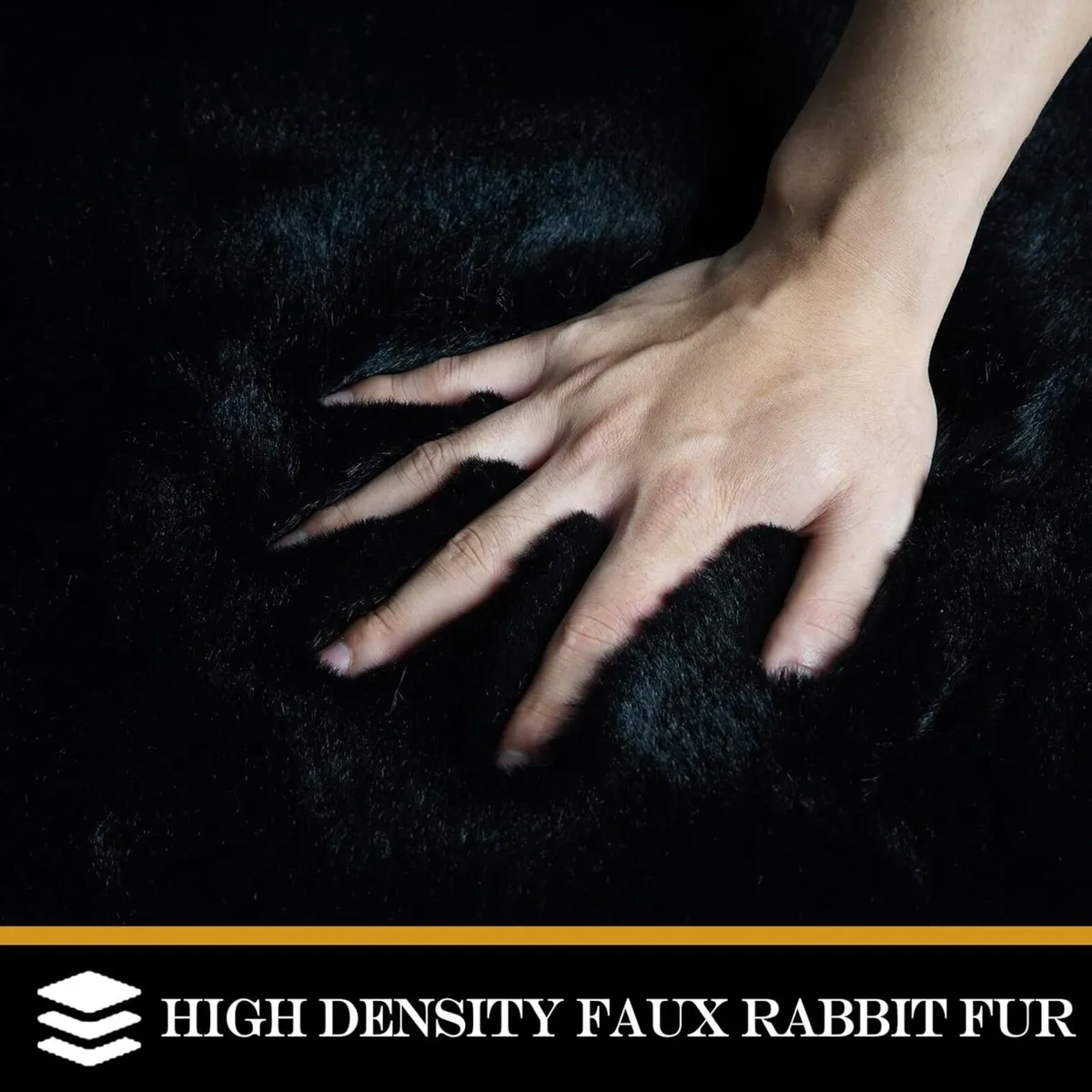 150 x 210cm Area Rugs Black Fluffy Rug Washable - Image 3