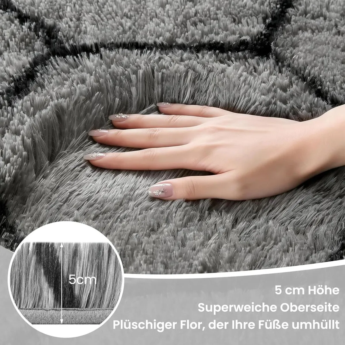 High Pile Rug Grey Carpet Living Room 240 x 340 - Image 2