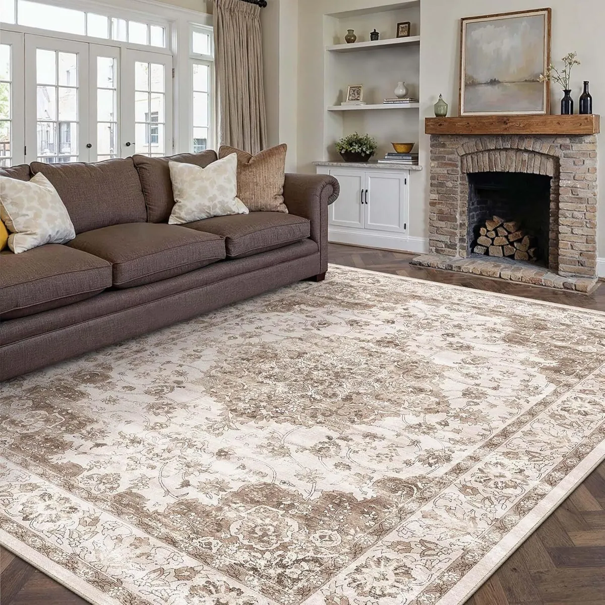 Brown Living Room Area Rug 200x300cm Machine - Image 4