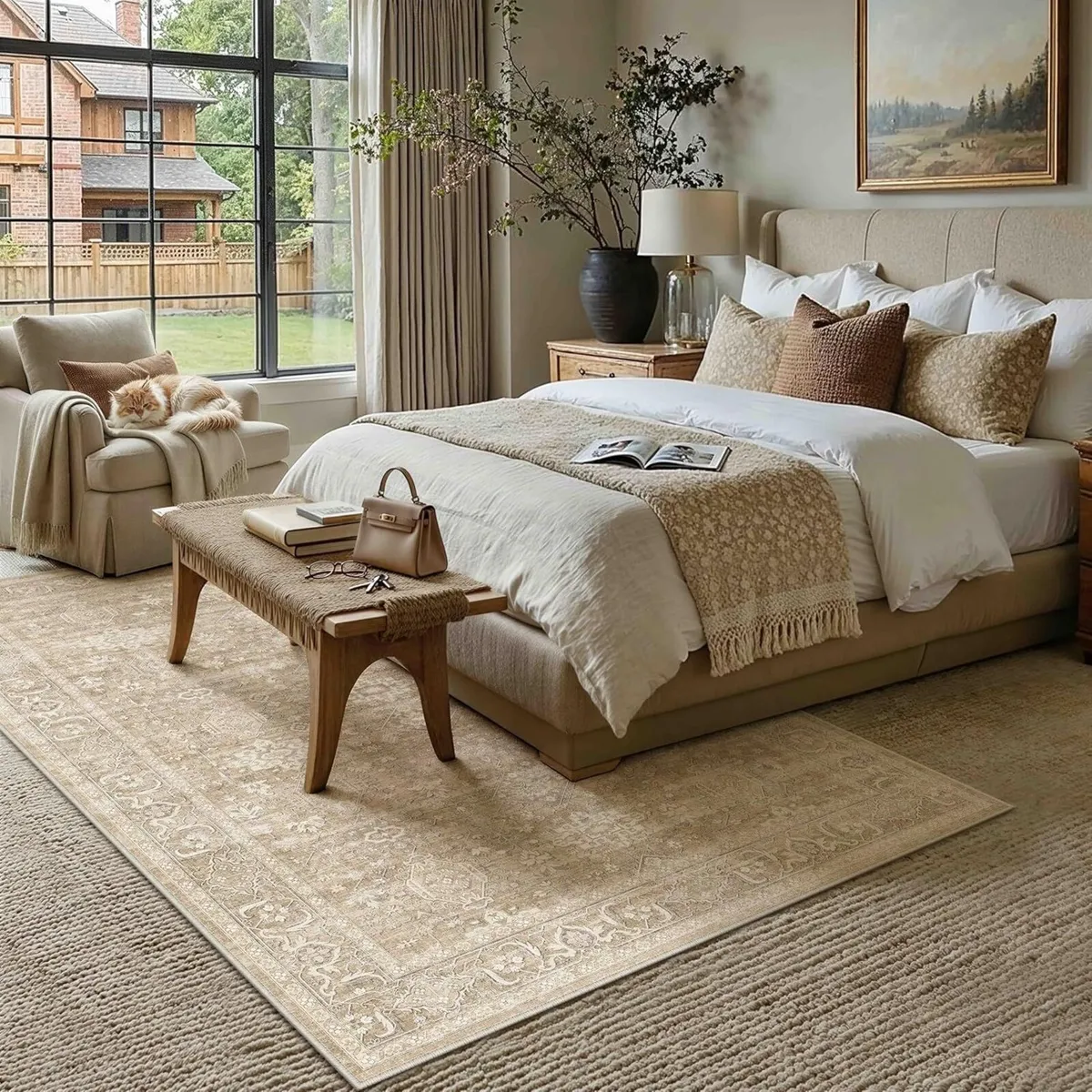 Vintage Living Room Rug 160 x 230 cm Beige - Image 3