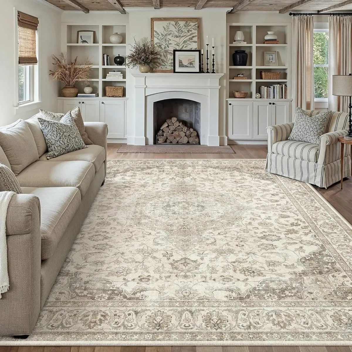 Brown Rugs Living Room 200x300cm Vintage Machine - Image 1