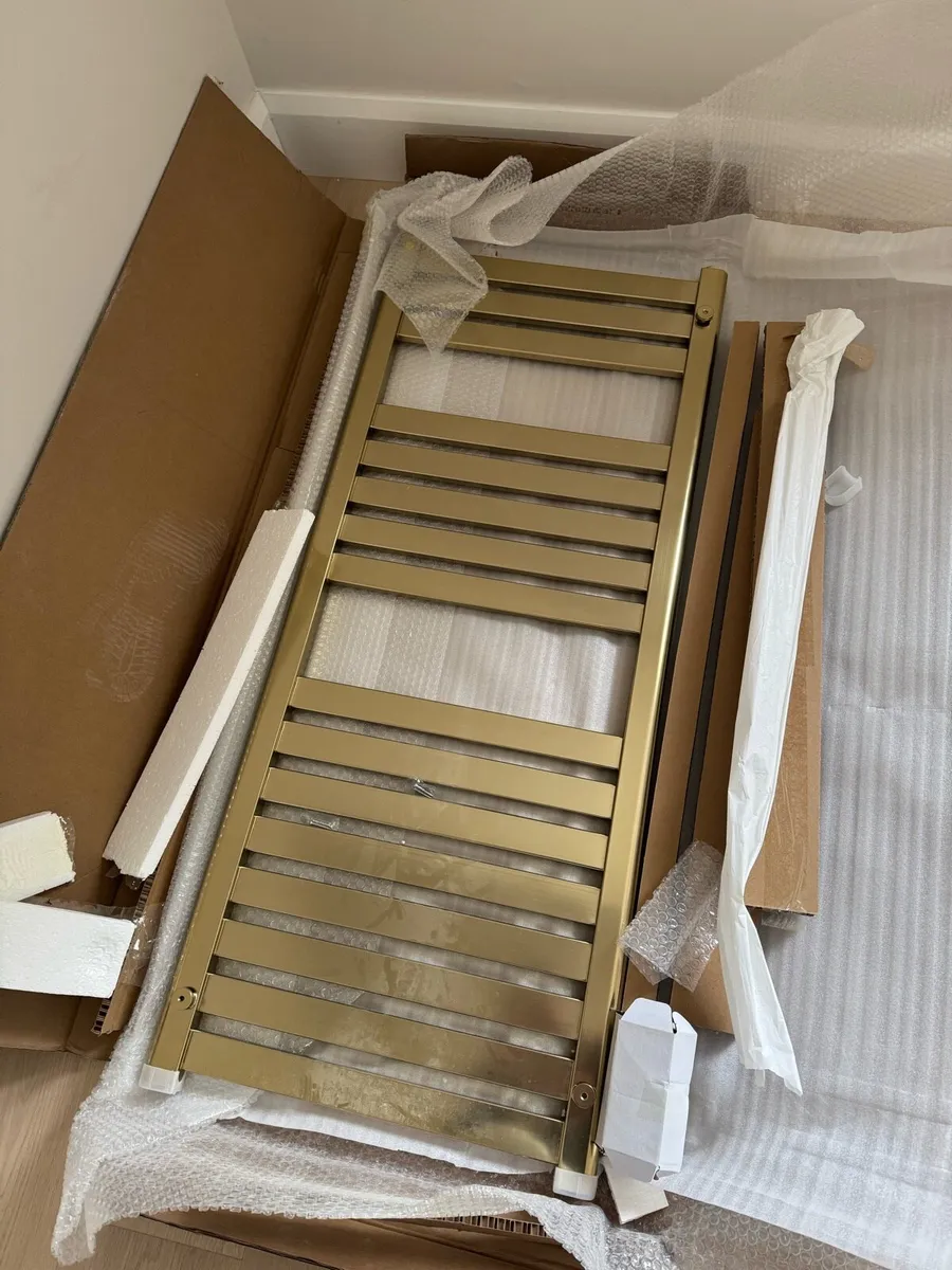 Sonas Towel Radiator - Brushed Gold 1200x500 - Image 2