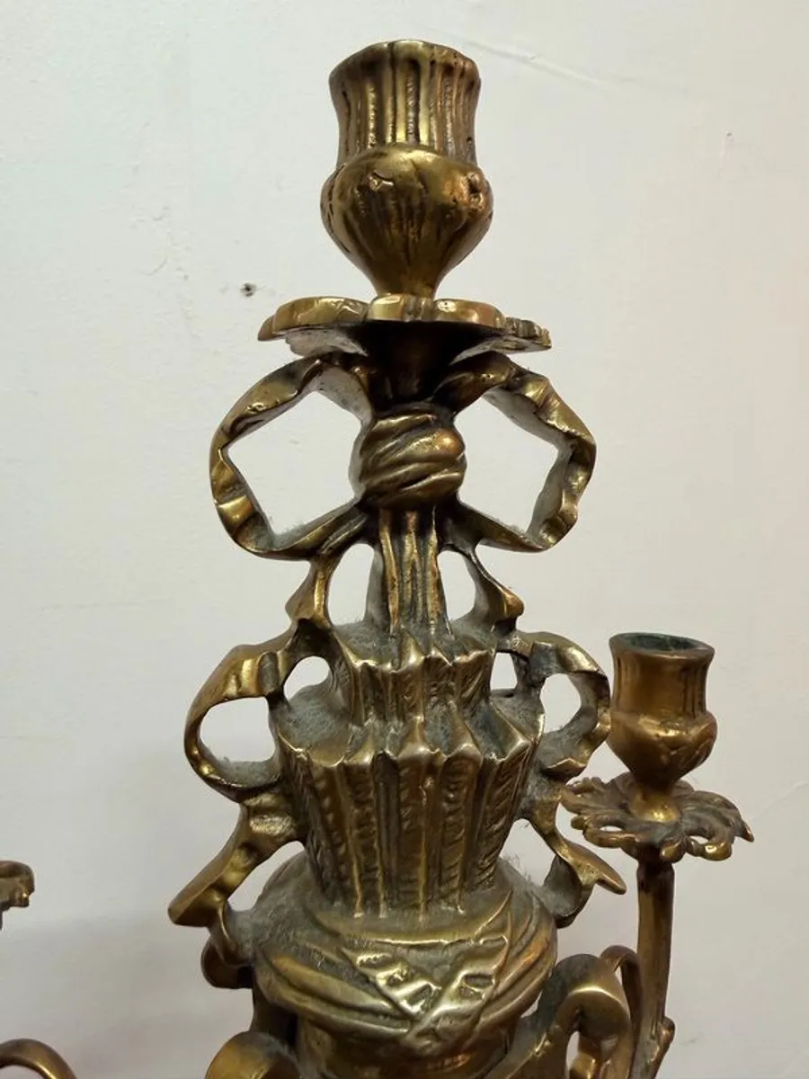 Napoleon III Revival Gilt Brass Candelabra, Late 19th Century French - Image 4