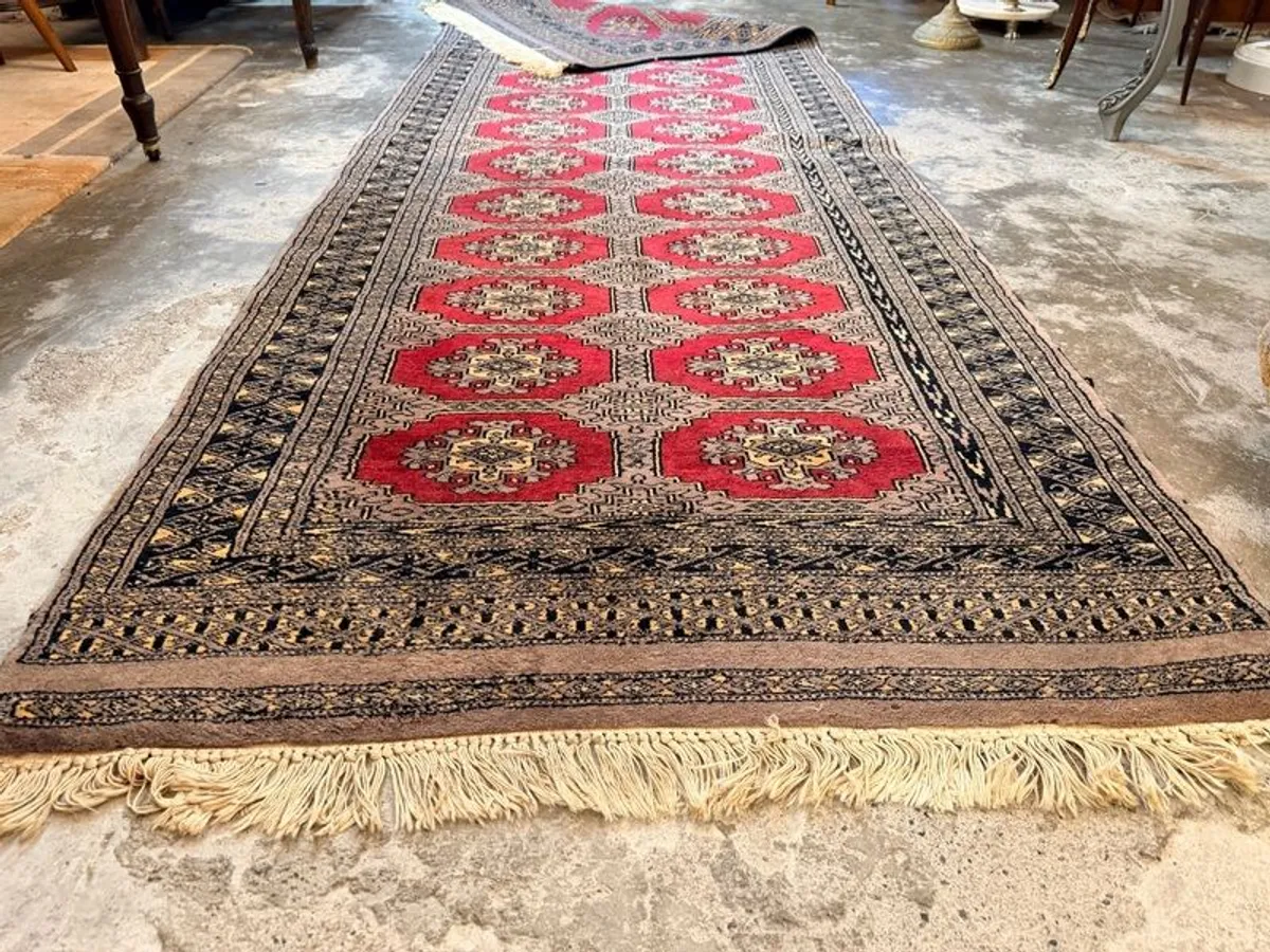 Vintage Bokhara Hand Knotted Pakistani Runner - Image 3