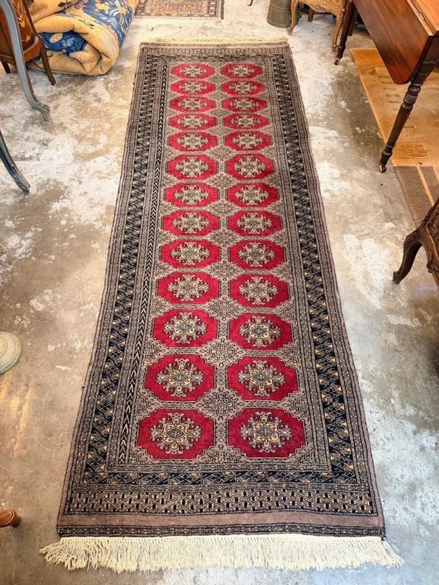 Vintage Bokhara Hand Knotted Pakistani Runner - Image 1