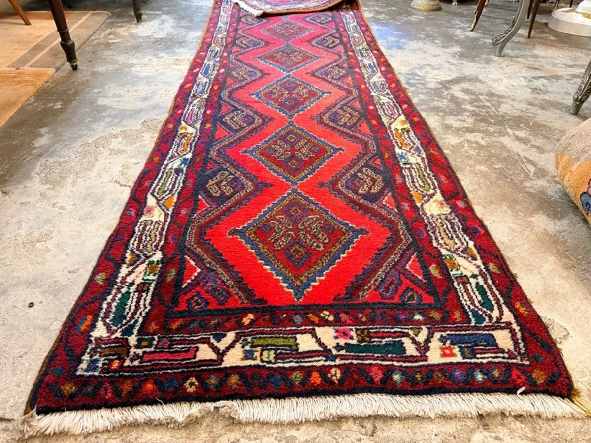 Long Vintage Hamadan Hand Knotted Runner - Image 3