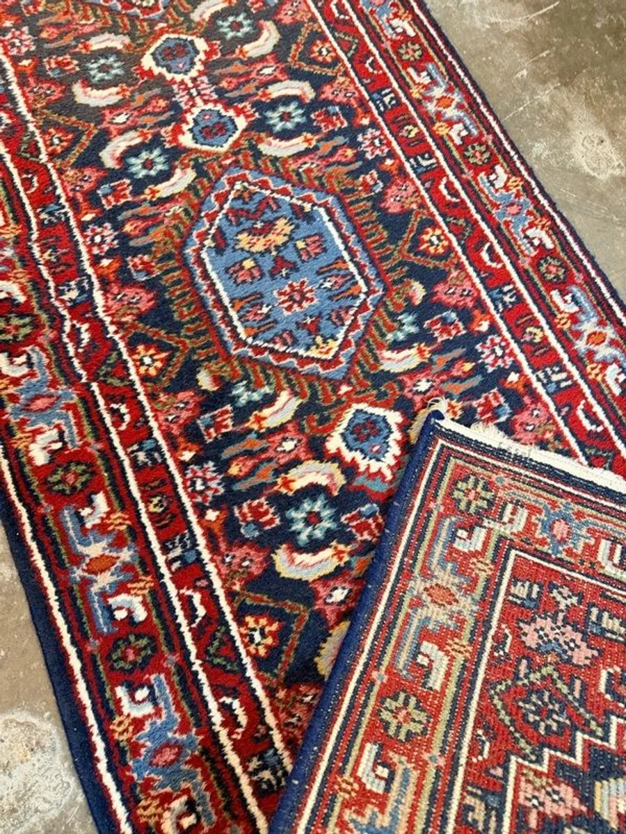 Hand Knotted Heriz Runner with Vibrant Colours - Image 2