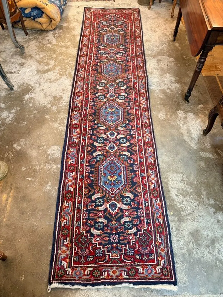Hand Knotted Heriz Runner with Vibrant Colours - Image 1