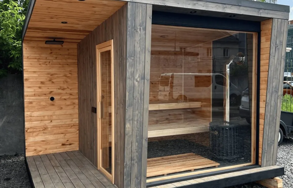 Outdoor Sauna with Shower 2.6 × 3.5 m - Image 1