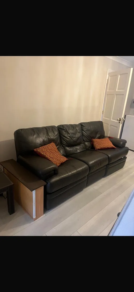 Leather Recliner Sofa (Dark Brown) - Image 2