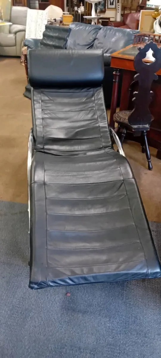 Italian Leather And Chrome Lounger - Image 1