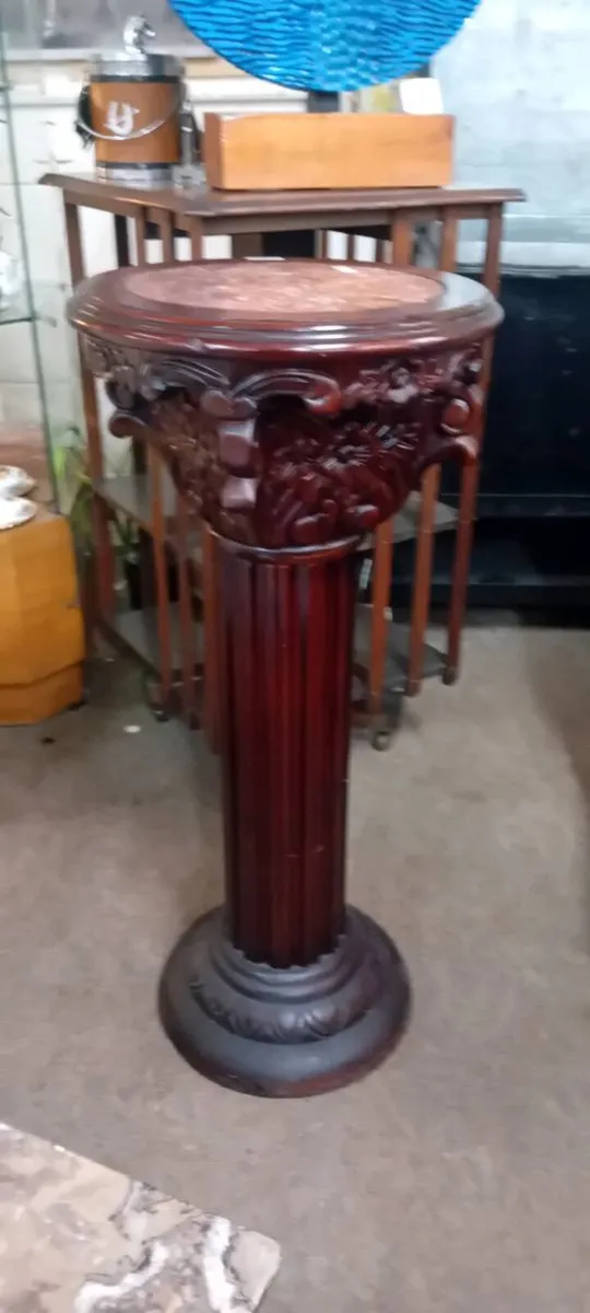 Mahogany And Marble Pedestal - Image 1