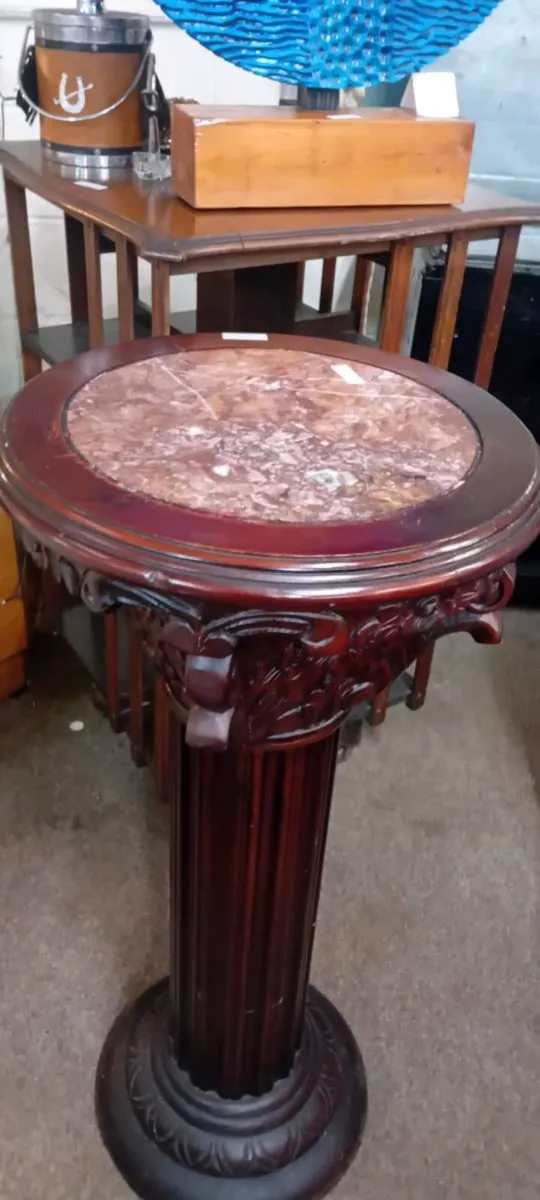 Mahogany And Marble Pedestal - Image 2