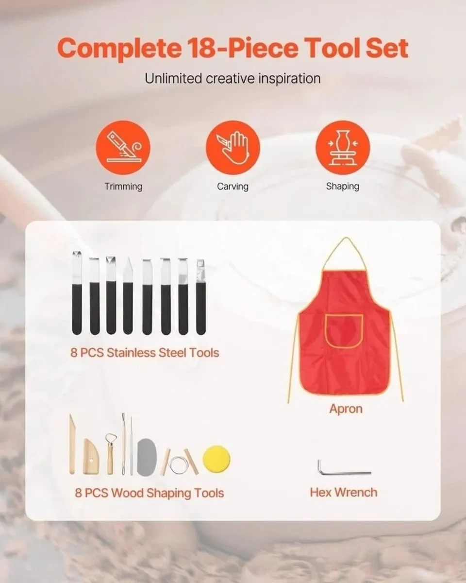 450W 35cm Electric Pottery Wheel 35cm Turntable - Image 2