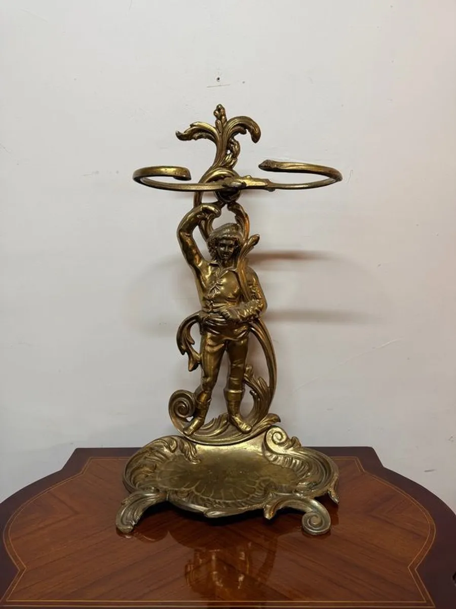 Early 20th Century French Brass Umbrella or Walking Stick Stand - Image 1