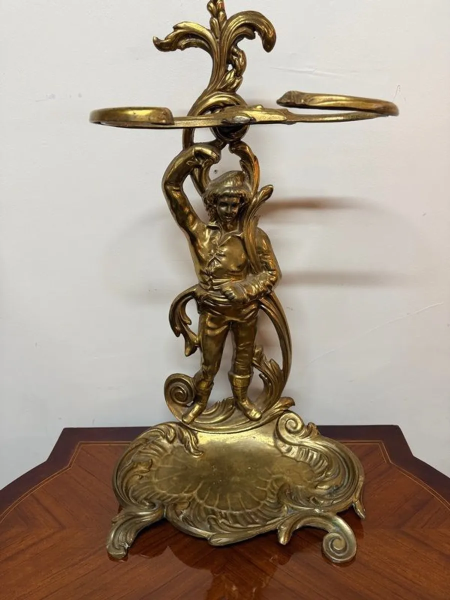 Early 20th Century French Brass Umbrella or Walking Stick Stand - Image 2