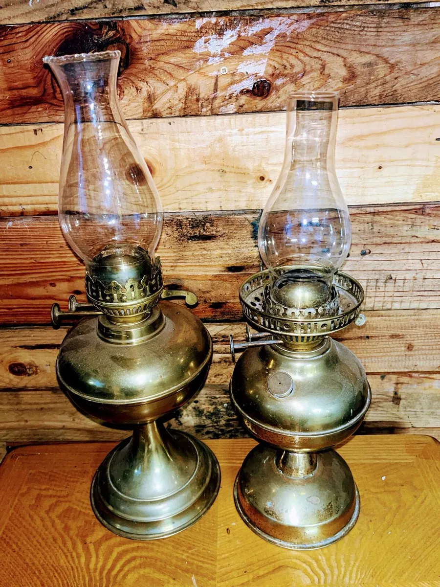 Two brass oil lamps
