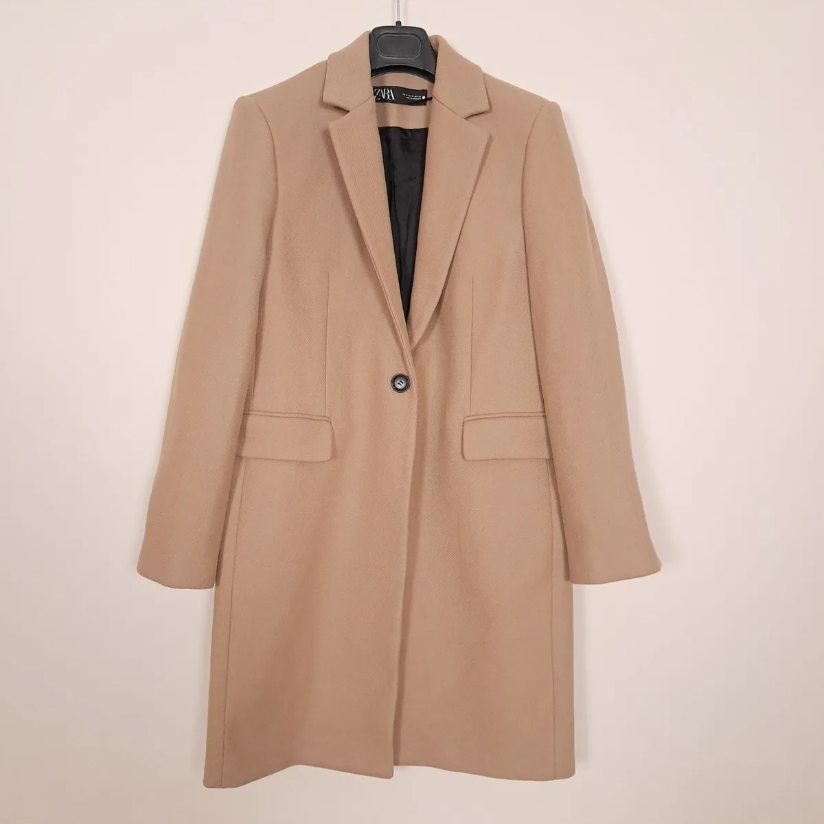 Zara Camel Tan Beige Longline Coat Size M - Image 1