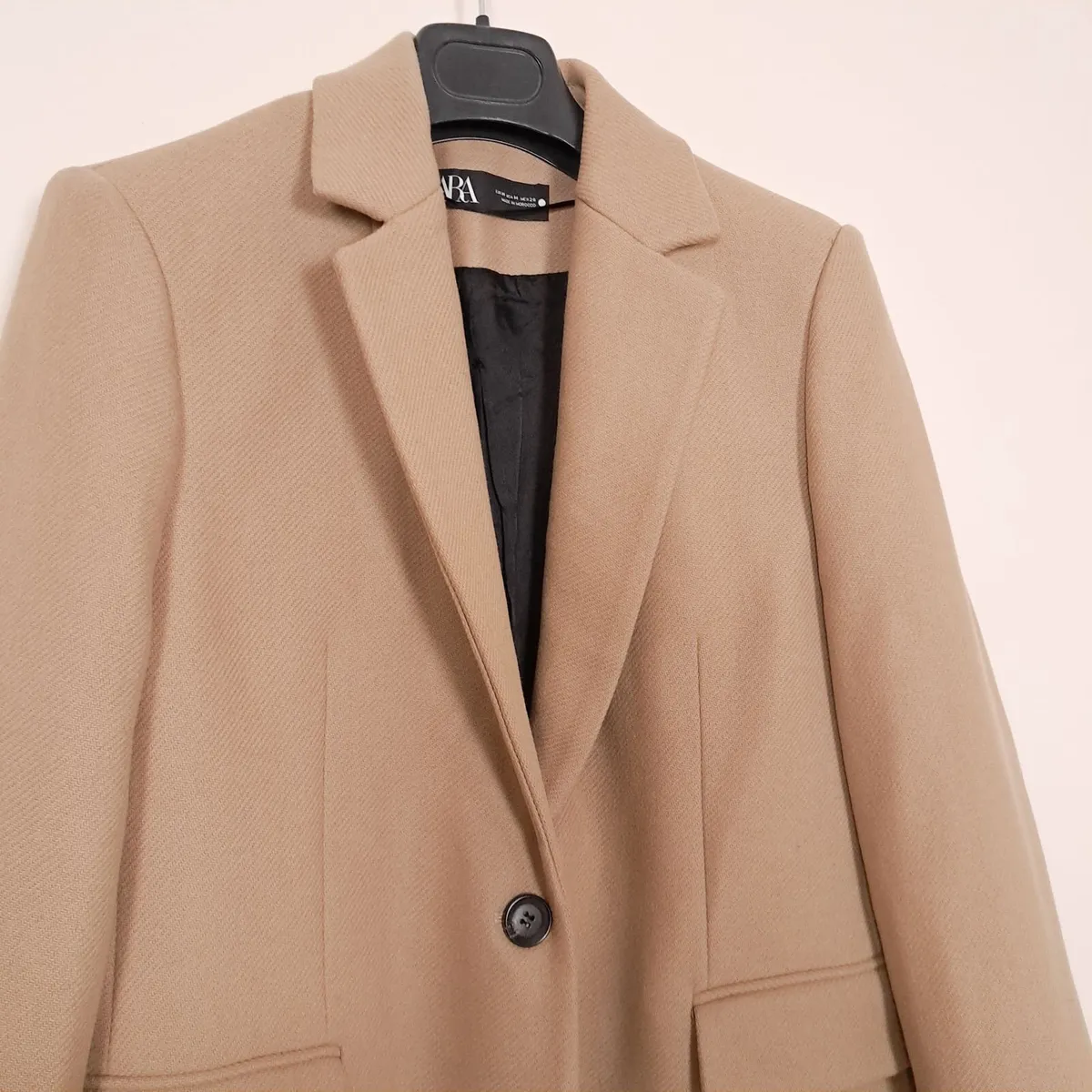 Zara Camel Tan Beige Longline Coat Size M - Image 3