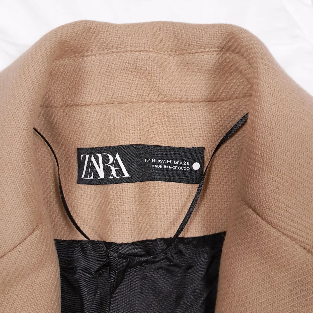 Zara Camel Tan Beige Longline Coat Size M - Image 4