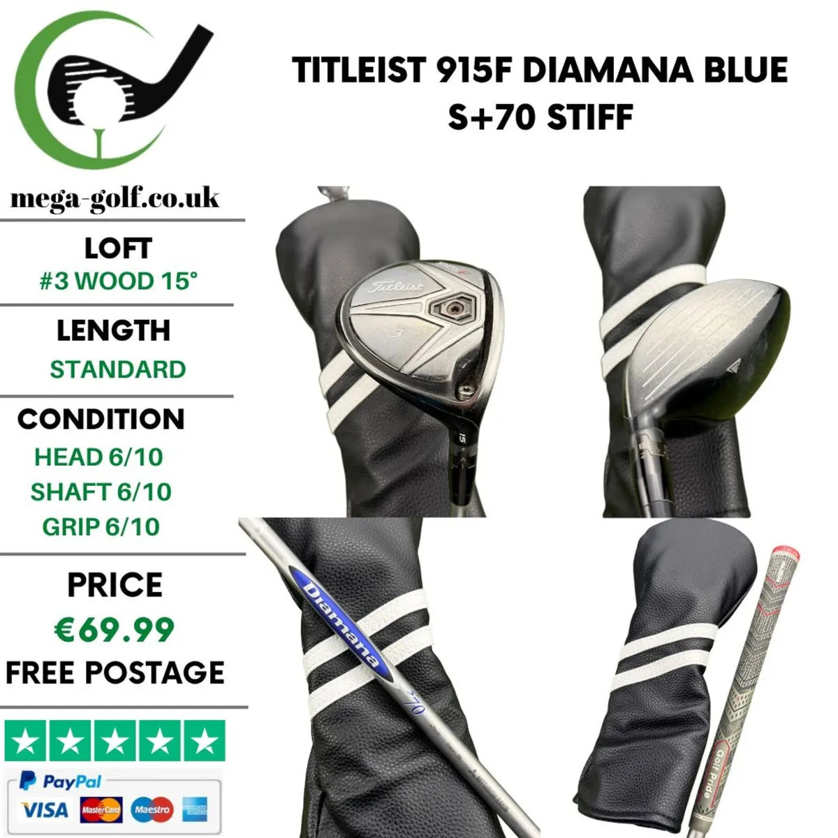 Titleist 915F #3 Wood 15° /Diamana Blue S+70 Stiff - Image 1