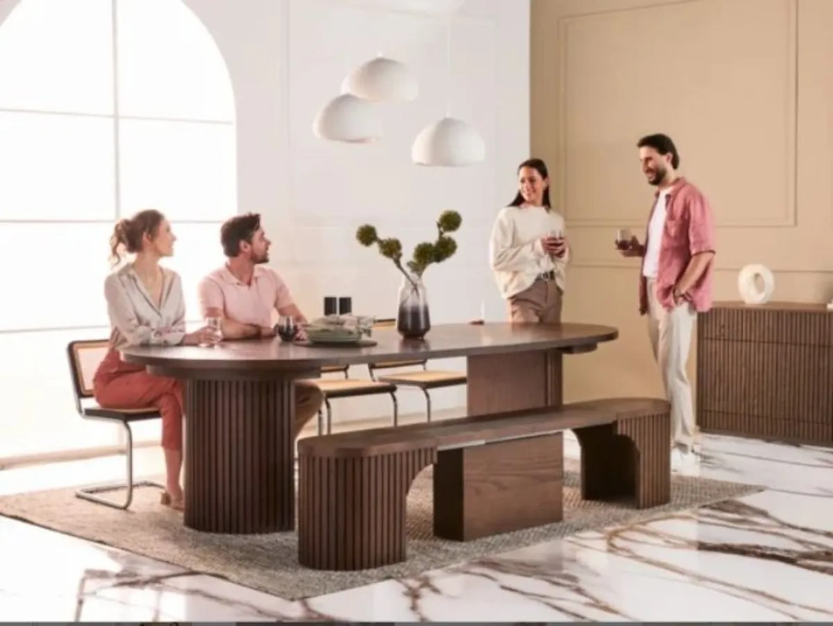 Round Dining Set Dark Walnut - Image 2