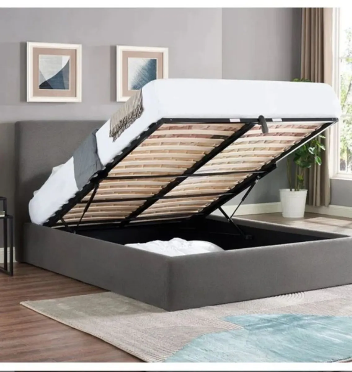 Ezra Navy Ottoman Bedframe / 2 Sizes & 3 Colours - Image 2