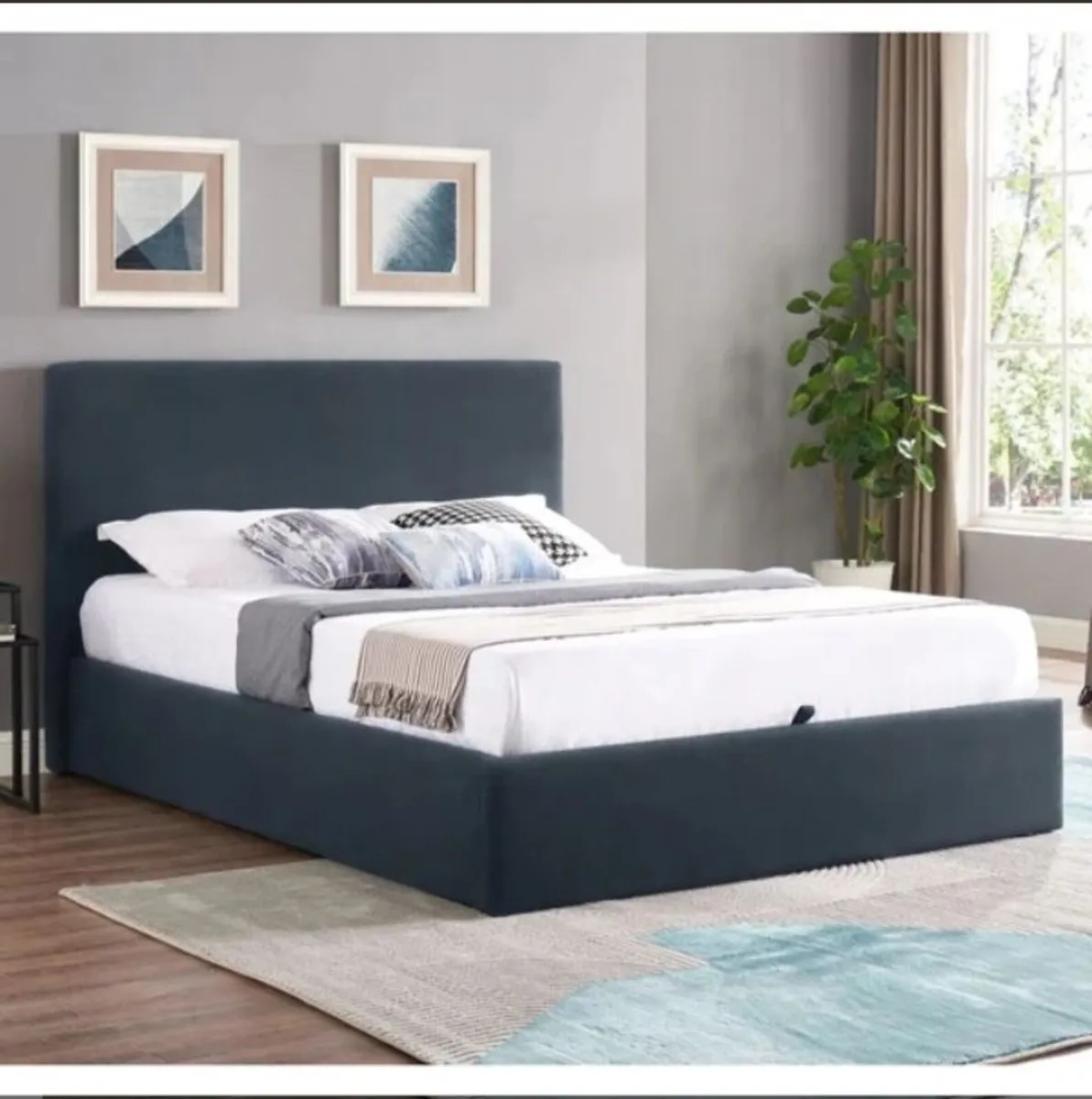 Ezra Navy Ottoman Bedframe / 2 Sizes & 3 Colours - Image 1