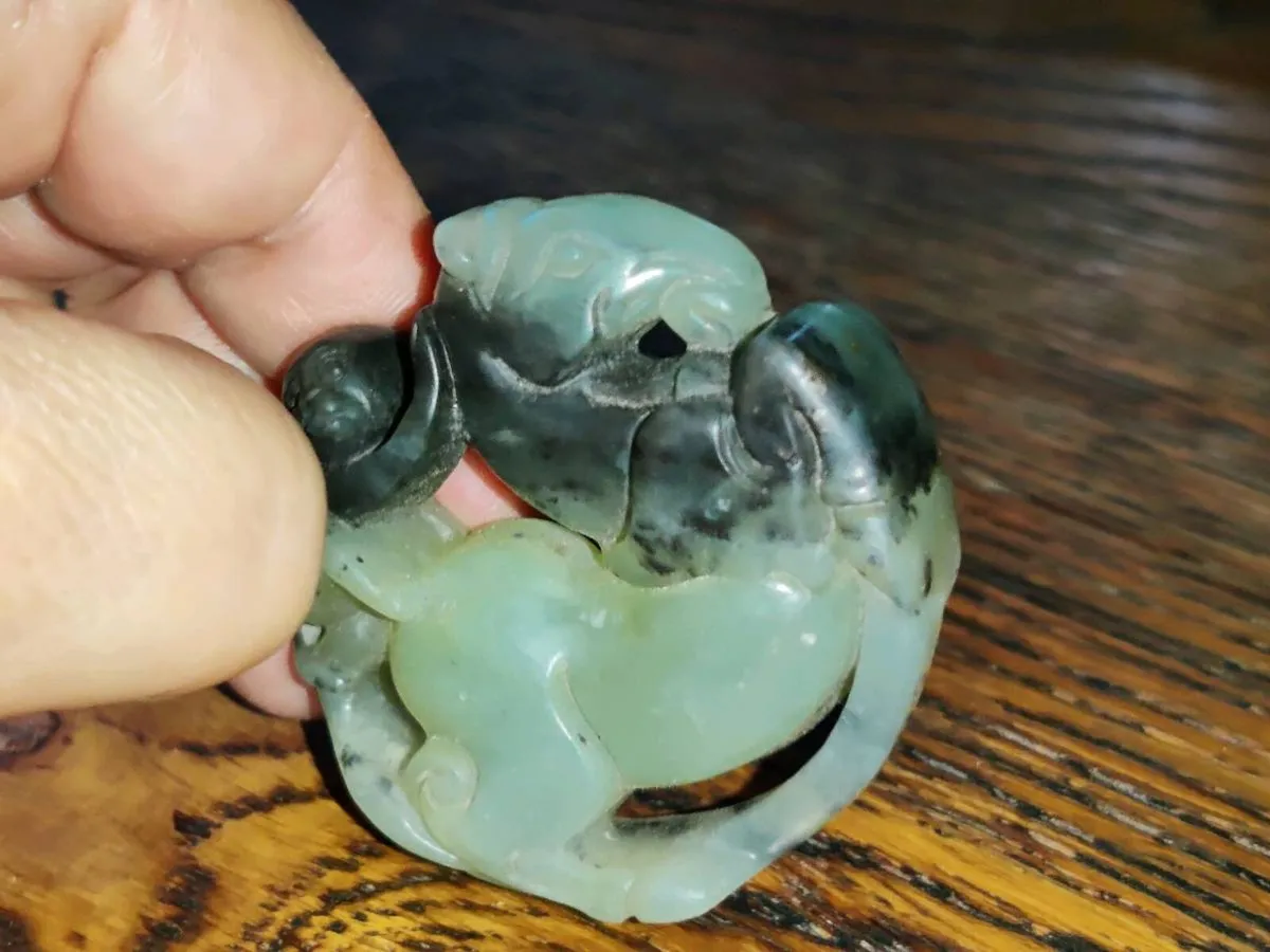 RARE, CHUNKY REAL JADE, Huge Horse & Jockey Mantra - Image 3