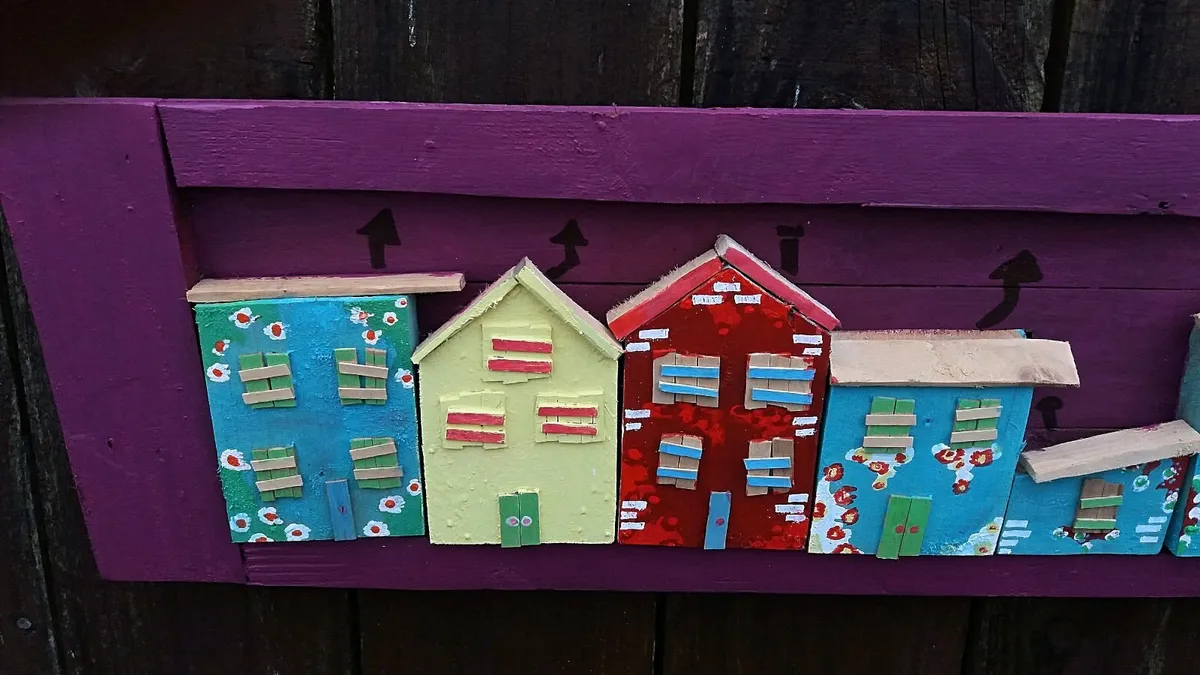 Enchanted Hobbit Town Street Scene Wood Art - Image 3