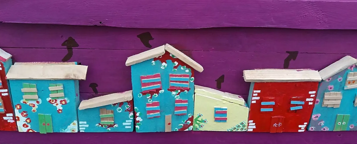 Enchanted Hobbit Town Street Scene Wood Art - Image 4