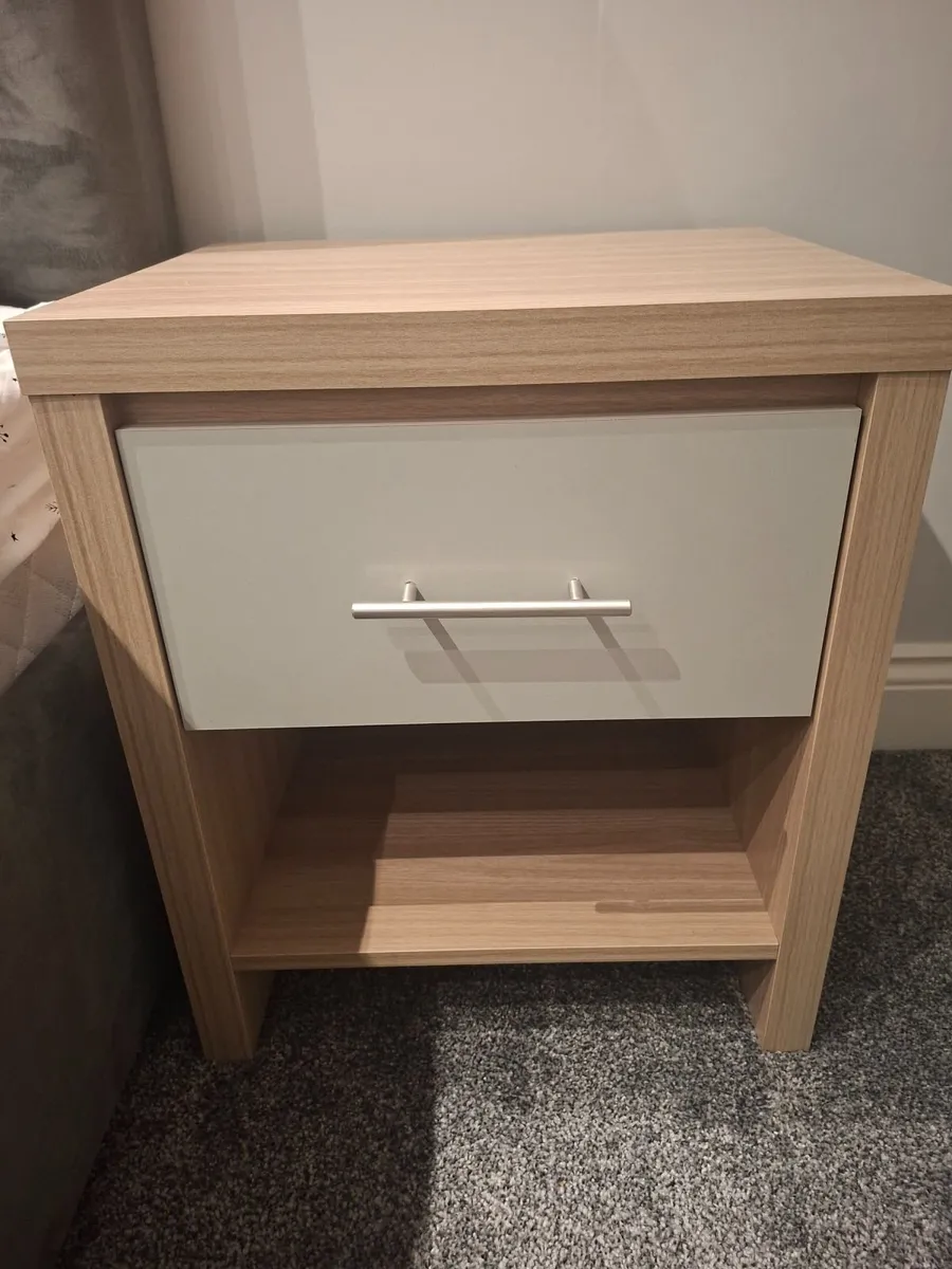 Two Light Grey and Light Wood Seville side bedside - Image 1