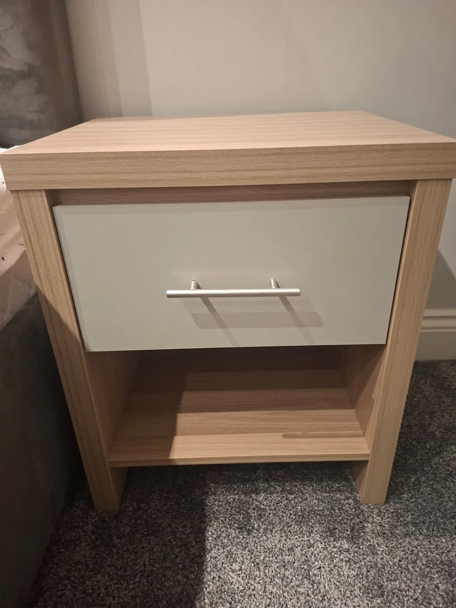 Two Light Grey and Light Wood Seville side bedside - Image 3