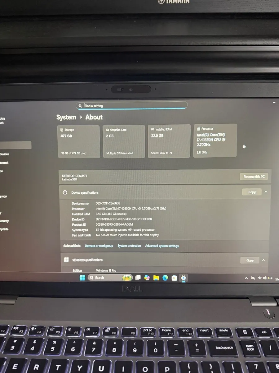 Dell Latitude 5511 Laptop i7/32GB/512SSD/FHD/Nvidi - Image 3